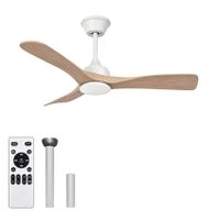 ventilador de techo con luz led 30w plastico efecto madera motor dc silencioso o106cm 6 velocidades mando salon dormitorio