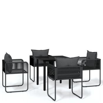 Juego De Comedor Para Jardín 5 Uds Negro Cfw732987