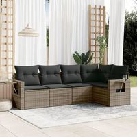 conjunto de sofas jardin con cojines 5 uds  mueble jardin mesa y sillas ratan sintetico gris cfw895102