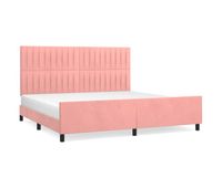 estructura de cama con cabecero de terciopelo rosa 200x200 cm rayas verticales