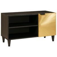 mueble de tv  mueble de salon  gabinete de tv con estante negro y dorado 80 x 33 x 46 cm