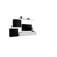 conjunto de muebles para salon mural switch v diseno color blanco y negro brillante