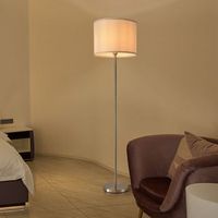 lampara de pie tamworth e27 60w metal tela 161 x o 40 cm - blanco y plateado luxpro