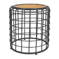 mesa de centro de metal y madera negra 44x44x45