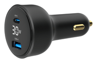 cargador rapido para coche gembird usb de 2 puertos tipo c pd lcd 30 wnegro