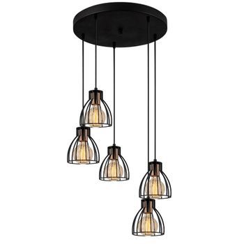 Lámpara De Techo Kemah-n-1237 Negro Hierro Diámetro 47x109 Cm