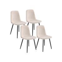 silla de comedor de chenilla y metal facil de limpiar para cocina blanco crema  juego de 4