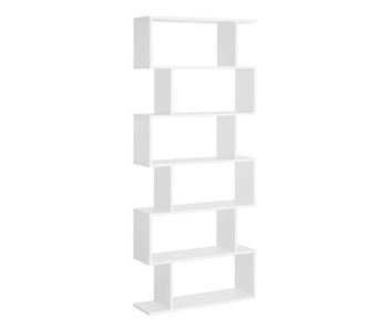 Homcom biblioteca, librería de 6 niveles, 80x23x192 cm, estantería para libros, estantería moderna para salón, dormitorio, estudio, oficina, blanco