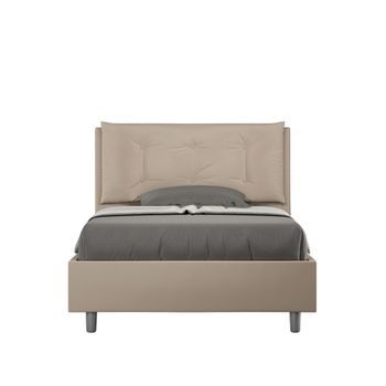 Cama Con Somier Acolchada 120x200 Cuero Sintético Gris Paloma Annalisa Large