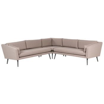 Sofá Esquinero 5 Plazas Beige Gris Poliéster Resistente Agua Uv Exterior Loretello