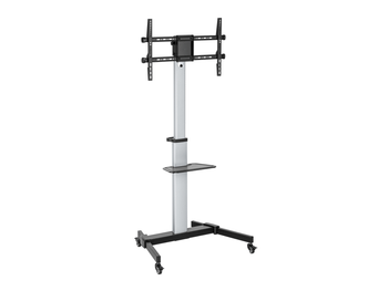 SOPORTE PANTALLA DE SUELO CON RUEDAS EQUIP CON ESTANTE COLOR PLATA PARA PANTALLAS DE 37-86