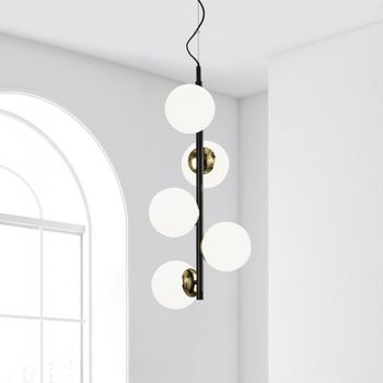 Lámpara de techo merasi negro-oro (5 luces)