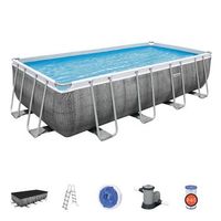 piscina desmontable tubular bestway power steel ratan 549x274x122 cm con depuradora cartucho 5678 lh con cobertor y escalera