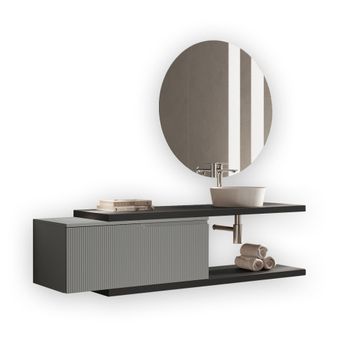 Mueble de baño 5 piezas en mdf antracita/gris mate