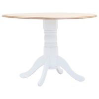 mesa de comedor madera maciza de caucho blanco y marron 106 cm vidaxl