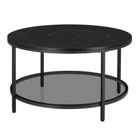 mesa de centro redonda minimalista - marmol negro y negro tinta