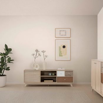 Mueble tv 1 puerta y 3 cajones multicolor