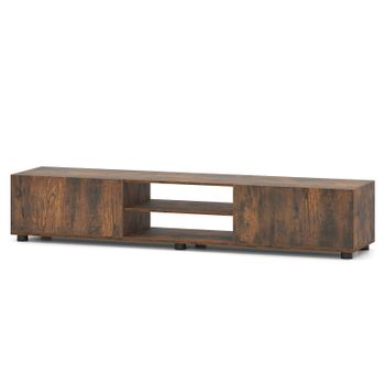 Costway Mueble para TV de hasta 70 Pulgadas con Estantes Abiertos Compartimentos Puertas y 6 Patas Metálicas para Salón Marrón Rústico