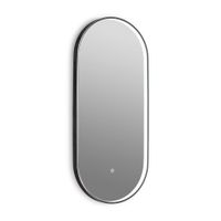 espejo capsular iluminacion led frontal borde metalico negro
