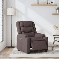 sillon reclinable electrico tela marron oscuro cfw754781
