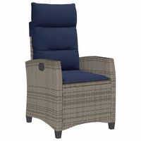 silla de jardin reclinable con mesa auxiliar ratan gris cfw552152