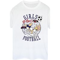 dessins animes camiseta girls play football para mujer
