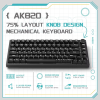 ak820 teclado con cable full-key intercambiable en caliente puerto usb extraible blancoazul hielo retroiluminacion premium sense colorway