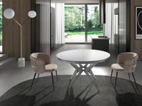 mesa comedor extensible marmol porcelanico y acero gris