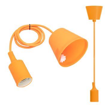Aigostar Portalámparas Colgante de Plástico E27,100cm Cable con Soporte de Techo,Accesorios de La Lámpara DIY,Naranja