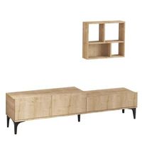 mueble tv con estante lott roble