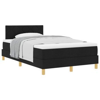 Cama Tipo Box Spring Con Cojín Manual Negro 120 X 190 Cm Tela Vidaxl