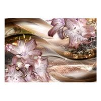 papel pintado 3d - lilies on the wave brown 250x175 cm