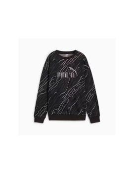 Sudadera Puma Essentials+ Animal Aop Crew Fl Mujer Negro