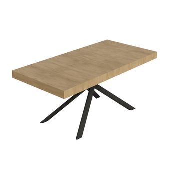Mesa Extensible Niket 200/304x90 Cm Roble Natural Con Patas Antracita