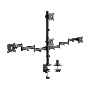 AISENS Soporte de Mesa Eco Giratorio e Inclinable para 4 Monitores 8kg 4 Pivotes 2 Brazos de 13 27 Negro
