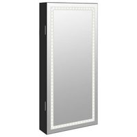 espejo con joyero y luces led para pared negro vidaxl