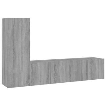 Set De Muebles Para Tv 3 Pzas Madera Contrachapada Gris Sonoma Vidaxl