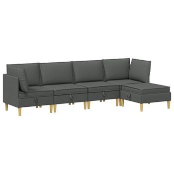 Juego De Sofá Modular Con Almacenamiento 5 Uds. Gris Oscuro Vidaxl