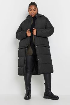Yours Abrigo Negro Acolchado 5 En 1, Mujer Curvy Y Tallas Grandes, Yours