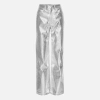 rotate birger christensen woven faux leather straight trousers - dk 38uk 10