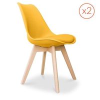 lote de 2 sillas denisse con cojin diseno escandinavo - mate amarillo