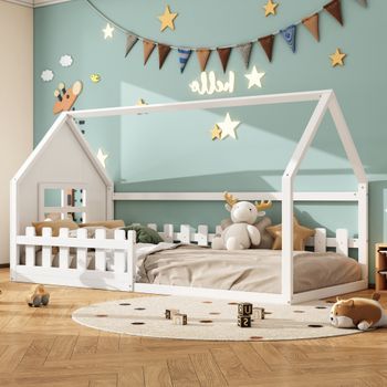 Cama Tipo Cabaña Para Niño Blanco 90x200 Cm