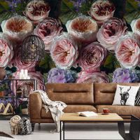 papel pintado peonias y hortensias 159x280cm