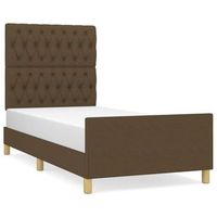 estructura de cama con cabecero de tela marron oscuro 90x190 cm
