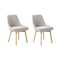 conjunto de 2 sillas de comedor tela de poliester con patas de madera maciza clara asiento acolchado gris claro melfort
