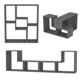 Juego De 2 Elementos Modulares Hustersurd 92x54x30 Cm Antracita [en.casa]