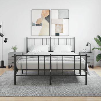 Pack 2 Uds Mesitas Noche | Mesa Auxiliar | Mesilla Madera Ingeniería Gris Sonoma 40x35x47,5 Cm Cfw28833
