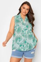 yours camisa verde sin mangas estampado floral mujer curvy y tallas grandes yours