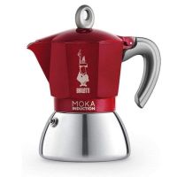 cafetera italiana bialetti moka induktion 028l 6 tazas aluminioacero roja