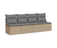 vidaxl sofa de jardin de 4 plazas con cojines ratan sintetico beige
